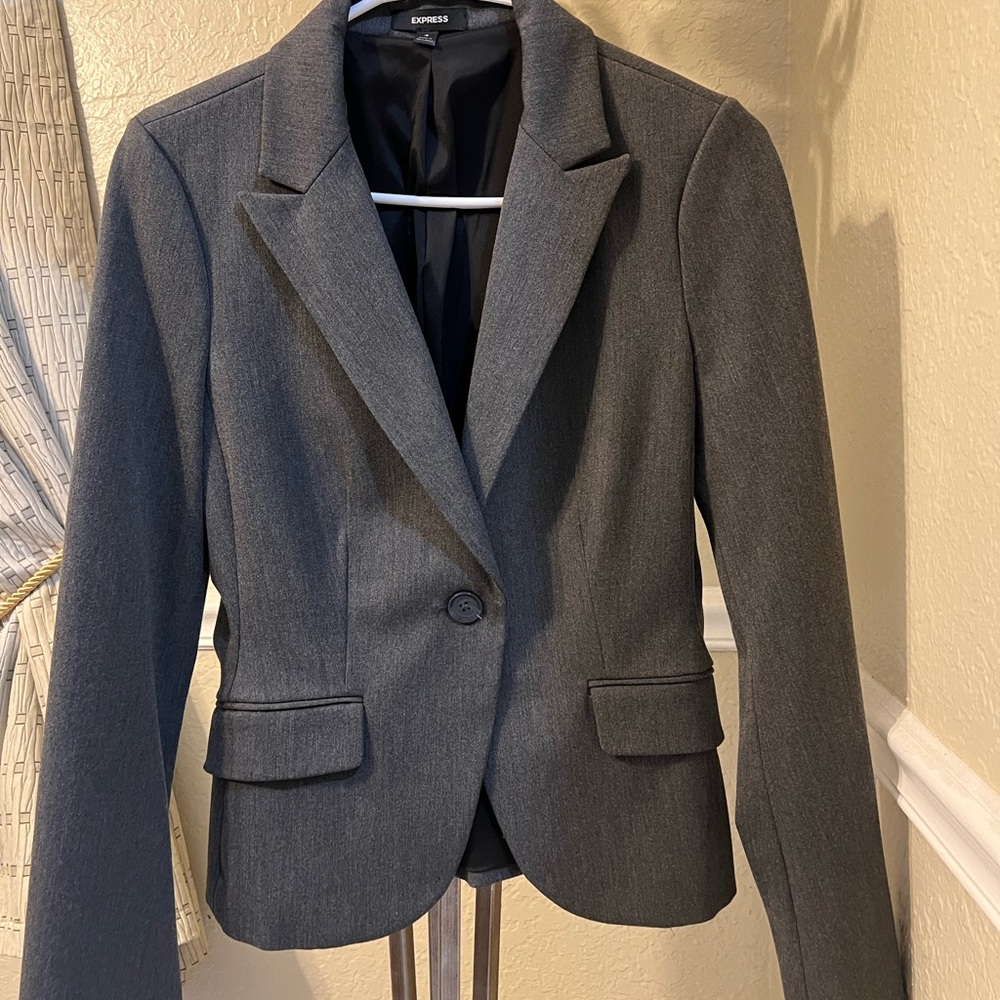 Express Gray Blazer Tailored Suit Jacket